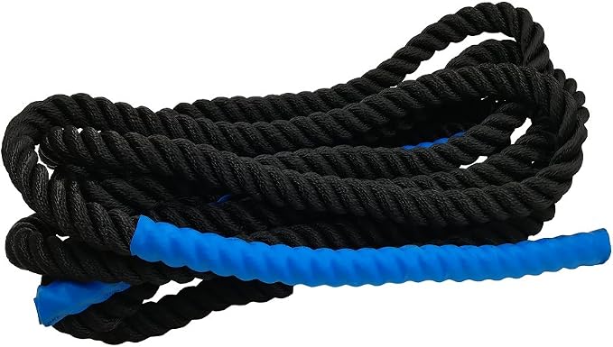 Aoneky 30ft Battle Rope, 7/8" Diameter Nylon Training Rope with Rubber Handles, for Home Gym Fitness Workout, Beginner & Youth Exercise Equipment