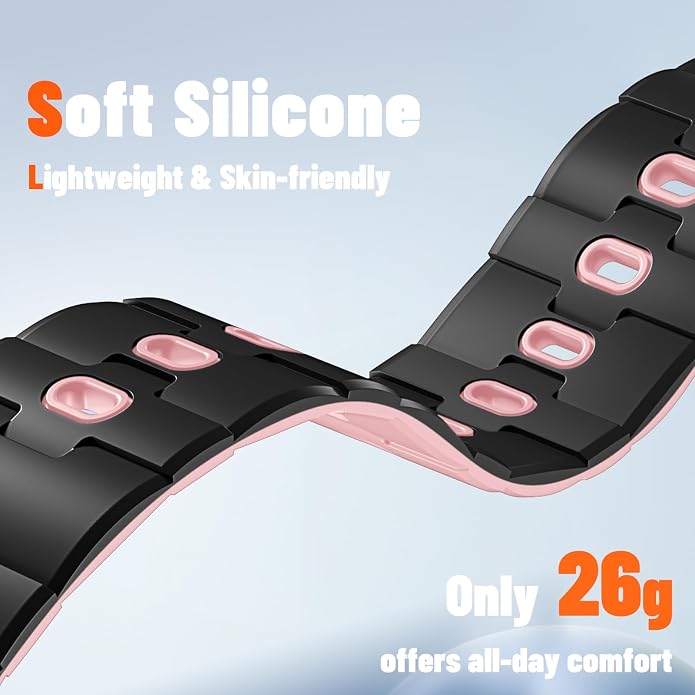 Bandletic Magnetic Silicone Watchband Compatible with All Apple Watch | Strong Magnet Sport Strap for iWatch Ultra 49mm Series 11-1 SE 46mm 45mm 44mm 42mm 41mm 40mm 38mm, Ideal for Men Women