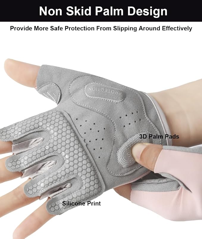 SUJAYU Workout Gloves for Women & Men, Anti-Slip Fingerless Gloves for Weightlifting, Mens Workout Gloves Gym Gloves Fitness Gloves