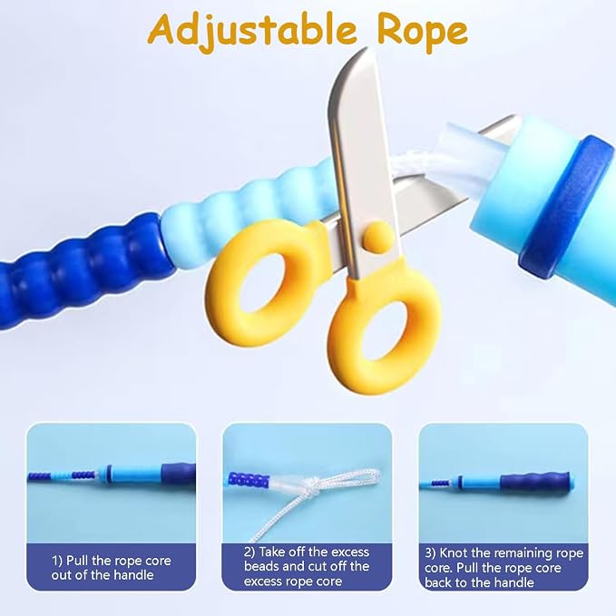 Jump Rope for Kids Girls and Boys, Soft Beaded Jump Ropes, Adjustable Skipping Rope, Tangle-Free Segmented Rope for Kid and Women Men Adults Exercise, Keeping Fit, Training - 9.2Ft