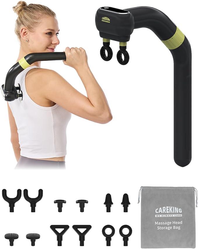3-in-1 Detachable Massage Gun Deep Tissue with Extension Handle | Back and Neck Massager For Pain Relief,Handheld Massager For Shoulder Arm Leg,Reach You Hard Areas,FSA-HSA Eligible,Best Gift