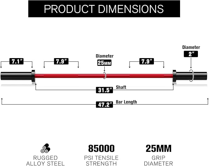 RitFit Barbell Weight Set - 4/6FT Olympic Barbell with Weight Plates (55-115LB Total) - Weightlifting Equipment for Squats, Curls, Deadlifts, Presses, Hip Thrusts