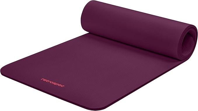 Retrospec Solana Yoga Mat Thick 1/2in Non-Slip Workout Mat with Nylon Strap - 72x24in Exercise Mat for Pilates, Stretching & Fitness - BPA Free, Easy Clean