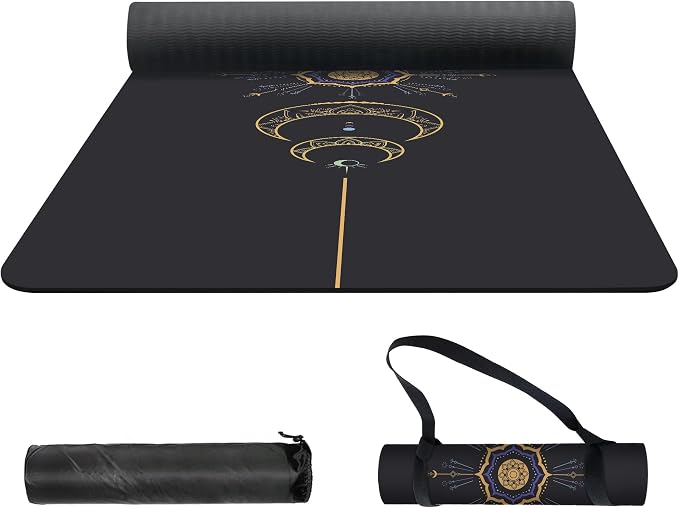 nuveti Yoga Mat Print Extra Thick TPE Non Slip Fitness Exercise Mat with Carrying Bag,72"x24" Extra Thick 6MM Exercise & Workout Mat for Yoga, Pilates Fitness and Floor Exercises