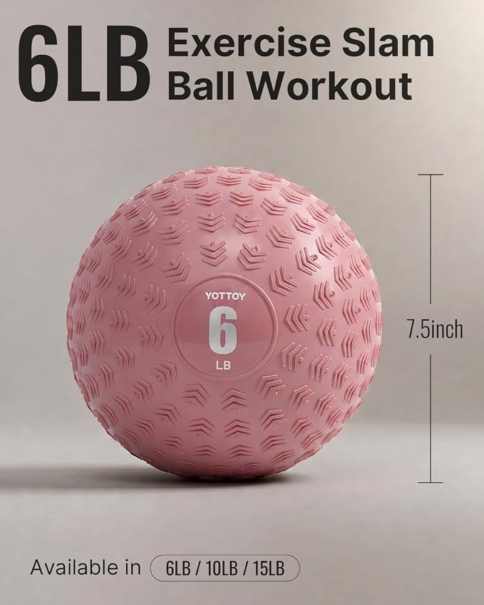 YOTTOY Slam Ball Medicine Ball, Sand-Filled No Bounce Weighted Ball with Textured Grip for Exercise, Strength Conditioning, Cardio, Core Workouts and Cross Training