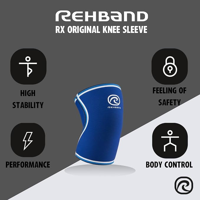 Rehband Original Knee Sleeve 7mm Neoprene Compression Knee Support, Ideal for Weightlifting, Powerlifting, Strongman & Fitness