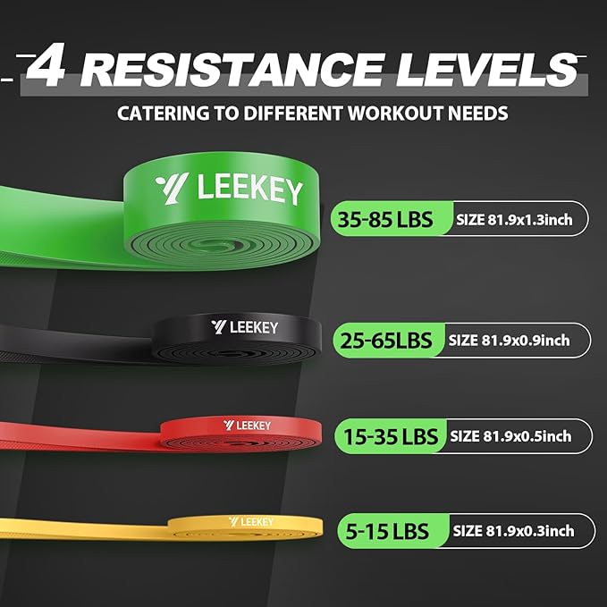 LEEKEY Pull Up Assistance Bands,Muit Levels Resistance Bands for Senior/Adults,Exercise Bands with Door Anchor, Strength Bands for Fitness Training, Physical Therapy,Home Gym Workouts