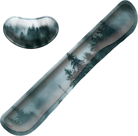 Keyboard Wrist Rest Mouse Wrist Support Set, Memory Foam Wrist Rest Pad for Computer Laptop Keyboard Mouse, Ergonomic Wrist Cushion Support for Typing Pain Relief, Gaming Home Office, Forest