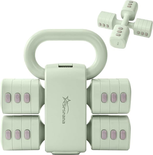 2-in-1 Adjustable Dumbbell & Kettlebell Set for Women (1.1-12.1 lbs), Quick-Change Free Weights for Home Gym, Pilates & Full Body Workout