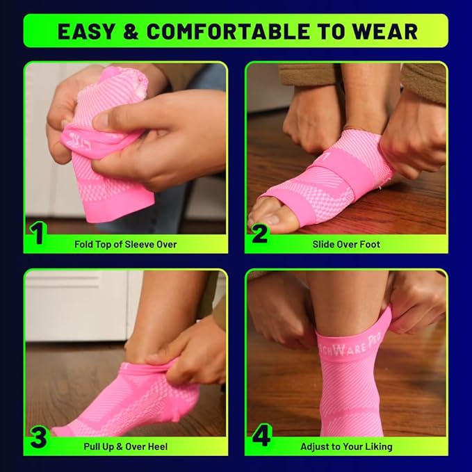TechWare Pro Ankle Brace Compression Sleeve - Plantar Fasciitis Sock. Relieves Achilles Tendonitis. Foot Arch Support Reduces Joint Pain, Swelling & Heel Spur Pain. Injury Recovery Braces for Sports