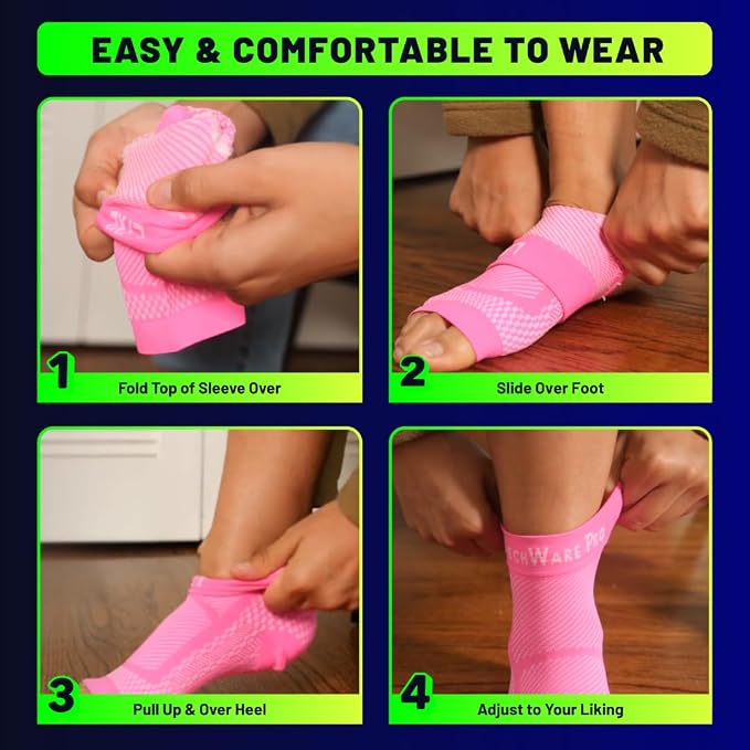 TechWare Pro Ankle Brace Compression Sleeve - Plantar Fasciitis Sock. Relieves Achilles Tendonitis. Foot Arch Support Reduces Joint Pain, Swelling & Heel Spur Pain. Injury Recovery Braces for Sports