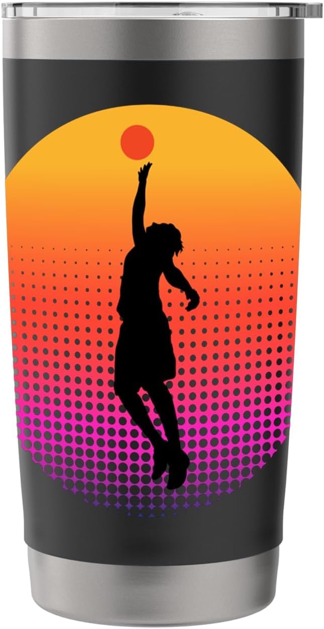 Basketball Game Hoop Slam Dunk Ball Retro Sunset Player Gift Stainless Steel Insulated Tumbler