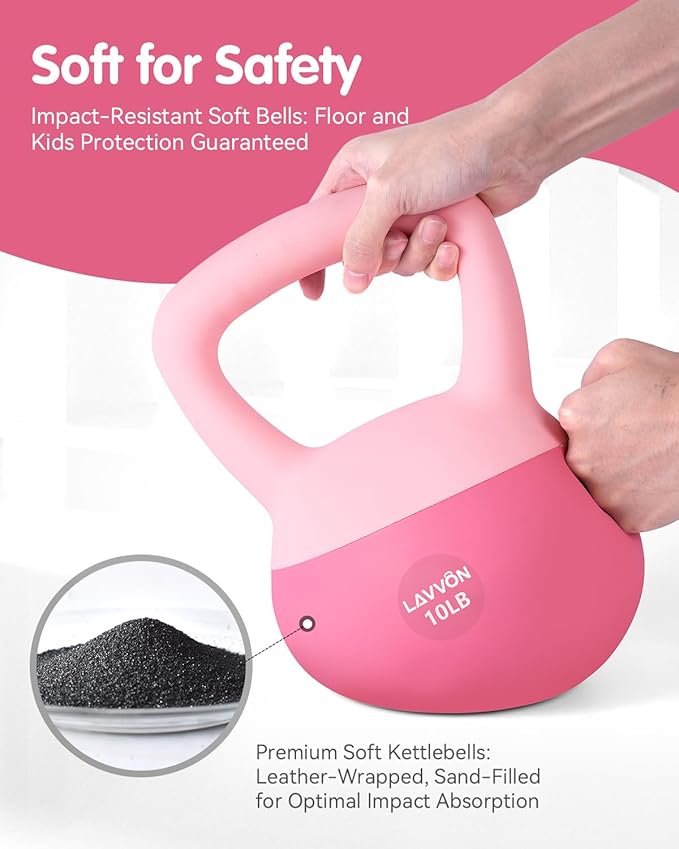 Soft Kettlebell - Cushioned Impact-Resistant Base and Anti-Slip | Kettle bell Anti-Slip Grip Weight for Home Workouts, Safe Strength Training Kettlebells Sets for Women& Men - Non-Slip Gloves