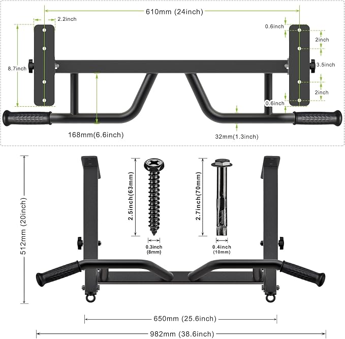 SELEWARE Heavy Duty Welded Pull Up Bar Wall/Joist/Ceiling Mount Chin Up Bar | Multifunctional Pull-up Bars w/Resistance Band Hooks for Home Gym Strength Training, Sturdy Steel Construction Support 500 lb