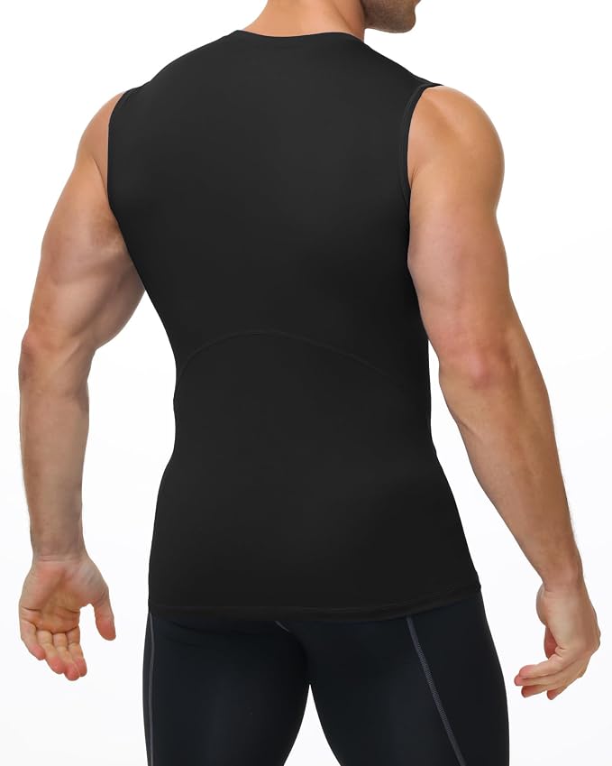 Mens Sleeveless Compression Shirt Athletic Workout Tank Top Quick Dry Muscle Base Layer Undershirt Gym Running
