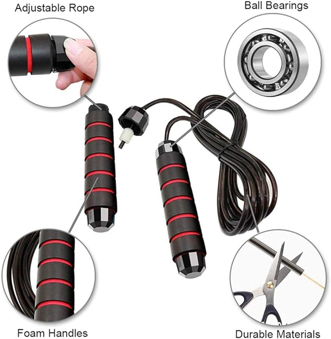 Redify Adjustable Jump Rope,Jump Ropes for Fitness for Men Women | ﻿Workout and Exercise,Cardio,Boxing,Weight Loss,Speed Rope,Slim Body at Home School Gym,Suitable for All Ages
