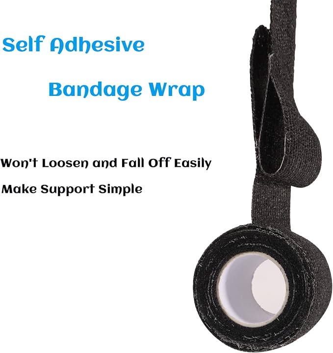 36 Rolls Black Elastic Self Adhesive Bandage Wrap 2 Inch, Breathable Cohesive Bandage, Ankle Sprains Swelling Sports Athletic Grip Tape, Dogs Pet Vet Wrap