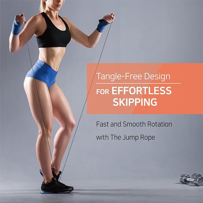 Skipping Jump Rope for Fitness Workout - Light Weight, Adjustable, Tangle Free, Excellent line control for Cardio Boxing, CrossFit, Training Exercise All Ages and Gender ( Special Luxury, KA-220, Made in Korea)