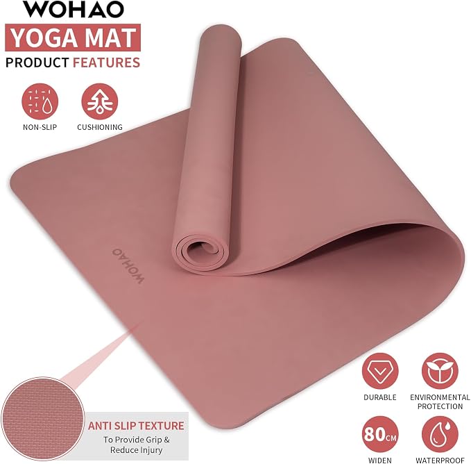 Extra Wide & Thick 8mm Yoga Mat, 72"x31.5" | Large Non Slip Exercise Mat, Premium POE Material, Superior Cushioning & Stability, With Strap for Home Gym, Pilates