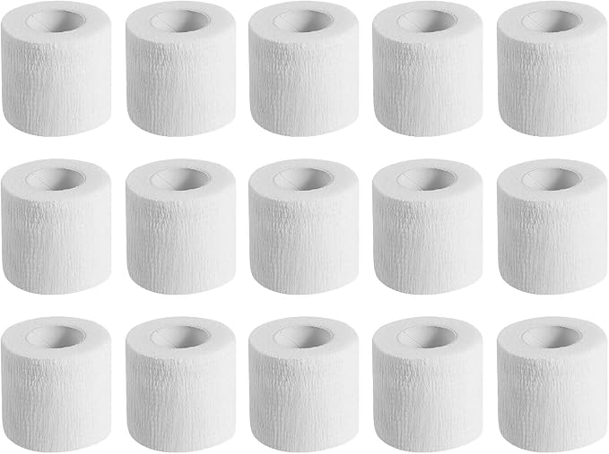 KISEER 15 Pack 2 Inch x 5 Yards White Self Adhesive Bandage Breathable Cohesive Bandage Wrap Rolls Elastic Self-Adherent Tape for Stretch Athletic, Sports, Wrist, Ankle