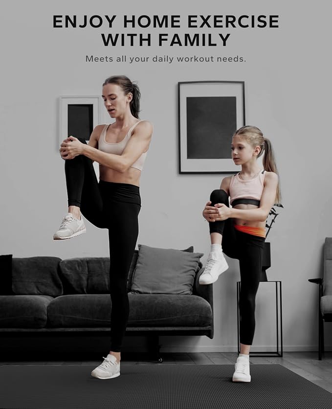 HAPBEAR Large Exercise Mat-6'x4'/7'x5'/6'x8'/6'x9'/6'x10'/6'x12'x 1/3"(8mm) | Non-Slip, Ultra Durable, Thick Workout Mat for Home Gym Flooring, Cardio, Yoga & Fitness; High-Density, Shoes-Friendly
