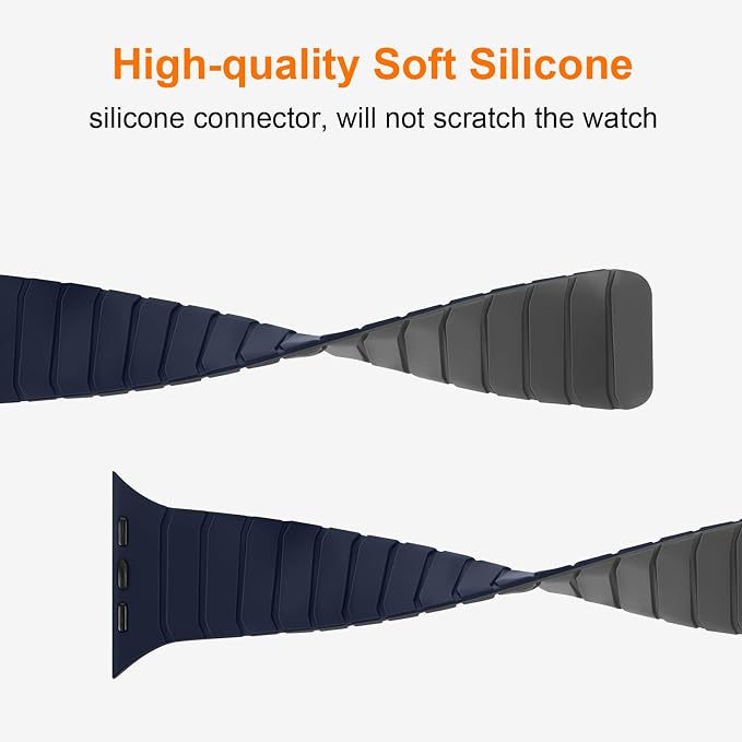 Tasikar Magnetic Bands Compatible with Apple Watch 49mm 46mm 45mm 44mm 42mm Soft Silicone Replacement Loop Wristband for iWatch Ultra 3 2 1 SE Series 11 10 9 8 7 6 5 4 3, Dark Blue-Grey