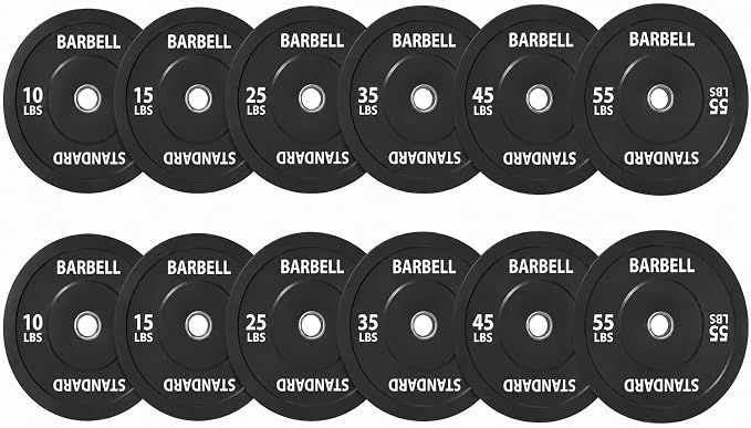 Mikolo Olympic Weight Plates, 2-Inch Rubber Weight Plates with Steel Insert, Bumper Plates for Strength Training, Weight Plate