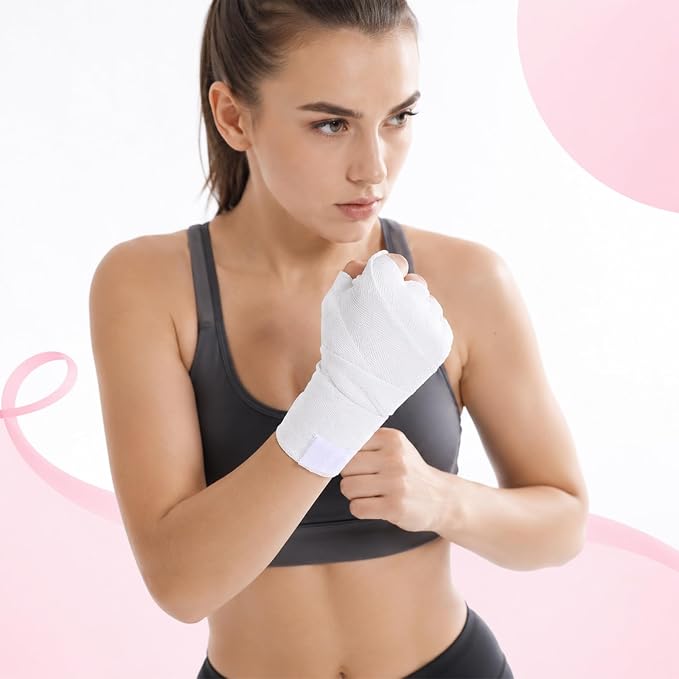 2 Pcs White Hand Wraps Boxing Hand Wraps, Elastic Wrist Support Straps 236" | Extra-Long Gauze Wraps with Thumb Loop And Hook Closure for Boxing Muay Thai Kickboxing Sparring Training