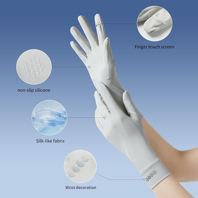Women Driving Gloves, UV Protection Sun Gloves, Touchscreen Full Finger | UPF 50+ fabric blocks 99% UV rays, protecting hands during driving, cycling, fishing, hiking and outdoor activities
