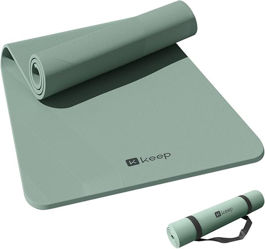 KEEP Extra Wide Yoga Mat, 7mm Thick 72" x 32" Exercise Mat | 7mm thick Extra wide yoga mat with carry strap for home workout, yoga, exercise and Pilates
