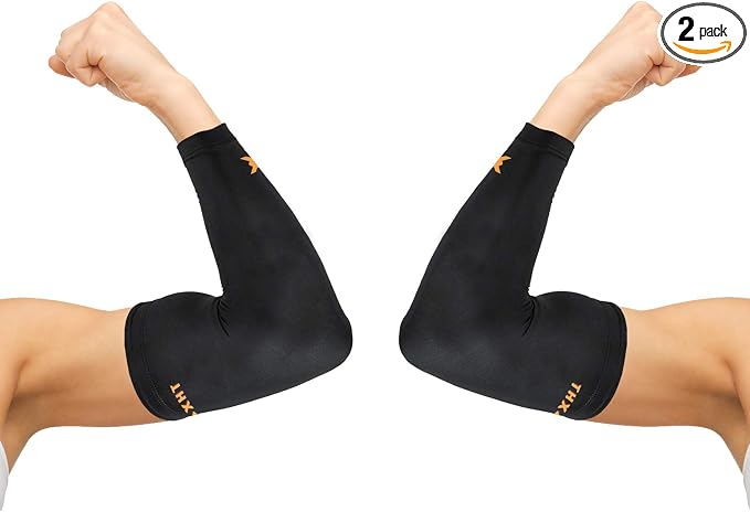 THX4COPPER Elbow Compression Sleeve(2 Pieces) - Copper Infused Support -Guaranteed Recovery Copper Elbow Brace-Idea for Workouts, Sports, Golfers, Tennis Elbow, Arthritis, Tendonitis (XX-Large)