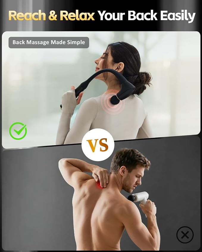 2-in-1 Detachable Massage Gun Deep Tissue with Extension Handle | Percussion Muscle Massager For Back Neck Shoulder Waist, Back Massager for Pain Relief, Gifts For Women Men, FSA-HSA Eligible
