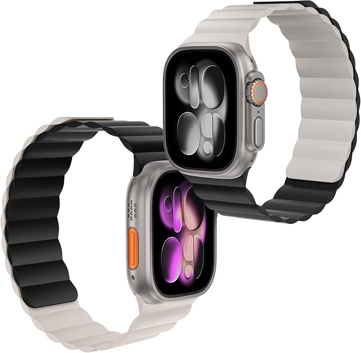 X-it Magnetic Watch Band for Apple Watch Ultra 49mm, 46mm/45mm/44mm, Silicone Sport Strap with Strong Magnet for Men and Women, Compatible with Apple Watch Series 11/10/9/8/7/6/5/4/3/2/1 and SE