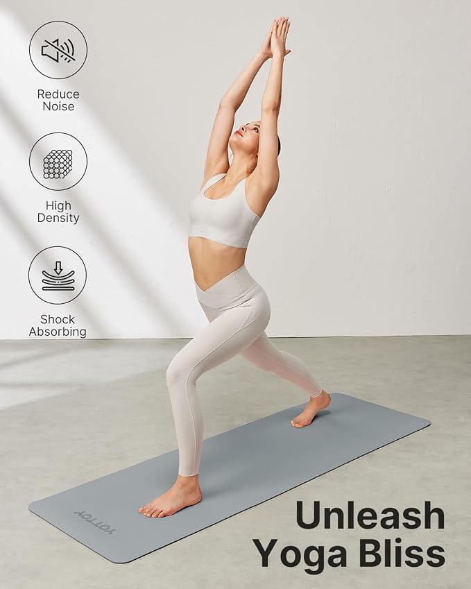 Yoga Mat,Non-Slip TPE Exercise Mat(1/4 Inch) for Pilates, Fitness & Barefoot Workouts, Home Gym Studio with Strap & Bag