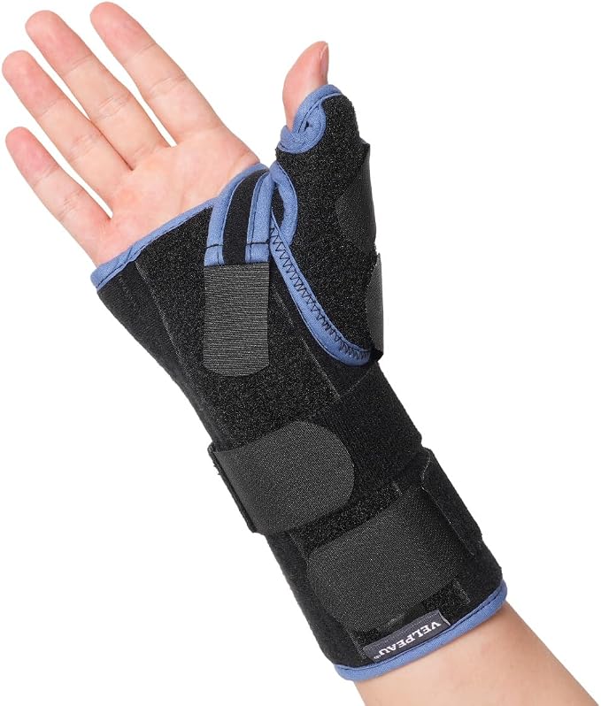 Velpeau Carpal Tunnel Wrist Brace with Thumb Stabilizer Night Support, Completely Stabilizes Wrist Thumb Joint, Pain Relief for Tendonitis, De Quervain's Tenosynovitis, Arthritis (Reg, Right Hand, M)
