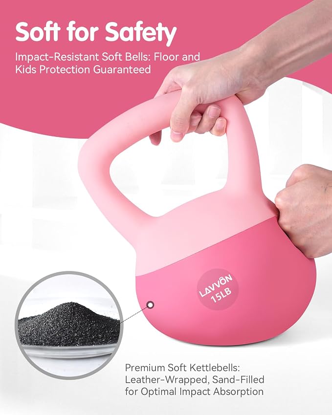 Soft Kettlebell - Cushioned Impact-Resistant Base and Anti-Slip | Kettle bell Anti-Slip Grip Weight for Home Workouts, Safe Strength Training Kettlebells Sets for Women& Men - Non-Slip Gloves