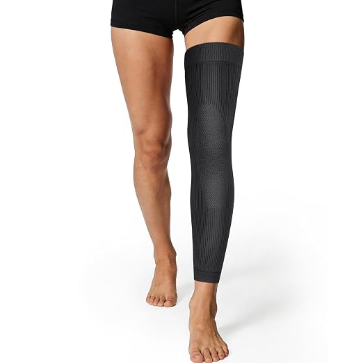 Leg Compression Sleeve, Stays in Place, Snug Fit, Pack of 1, Small | Soft Breathable Material, Upgraded Silicone Band, Mid-Thigh Knee Calf Support, Reduce Leg Soreness, Daily Wear, Workout