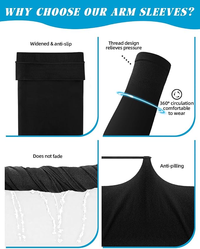 BHYTAKI Cooling Compression Arm Sleeves for Men Women,UPF50 UV Sun Protection Sleeves for Work Sport Tattoo Cover Up