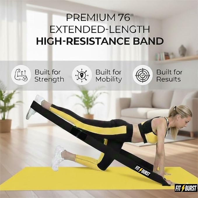 76-Inch Fabric Resistance Band for Full Body Workouts, Wide Non-Slip 120 LB | 76" Premium performance band, Home gym, Solid exercise band for big & tall size, Versatile resistance band, Machine washable