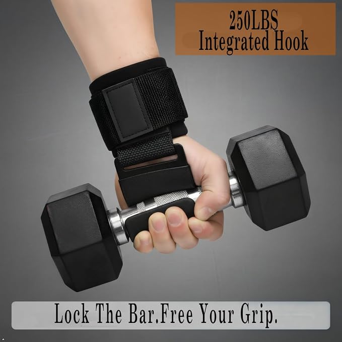 3-in-1 Gym Gloves Set with Deadlift Hooks & Wrist Wraps for Men & Women | lightweight breathable gloves, multi-size, steel hooks for heavy lifts, for deadlifts rows pull-ups cycling & daily driving