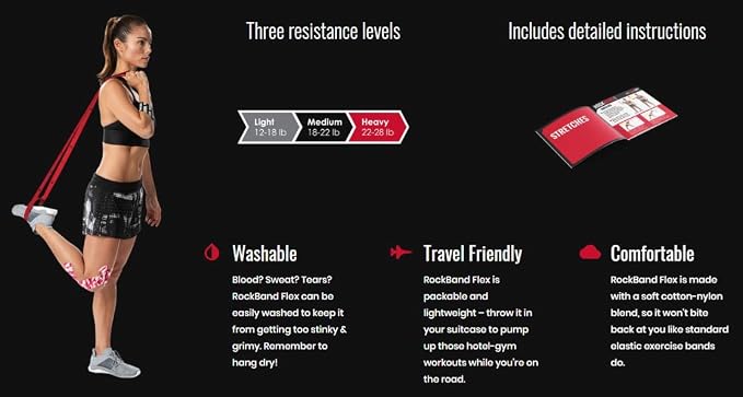 RockTape RockBand Flex Ultra-durable Resistance Bands with Handles and Loops