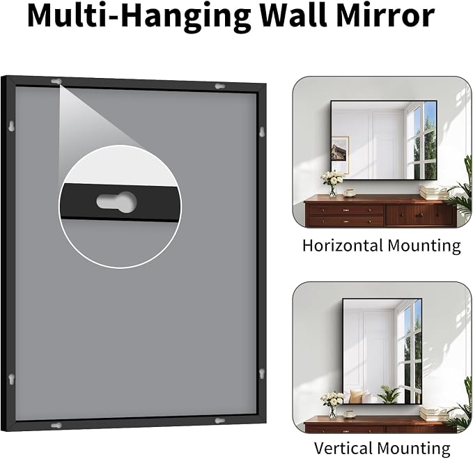Koonmi Black Bathroom Mirror for Over Sink,Metal Framed 30"x40" Wall Mirror
