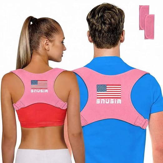 Posture Corrector Upper Back Brace Neck Shoulder Back Support Brace Pain Relief Belt for Women Men Braces Spine Straightener Breathable - pink