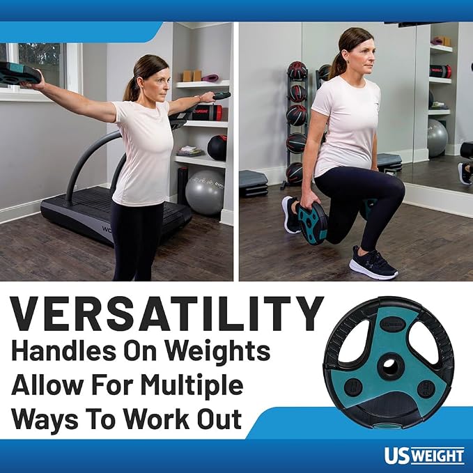 US Weight Barbell Weight Set for Home Gym with 55” padded Bar - Adjustable Weights for Exercise, Lifting, and to Build Muscle