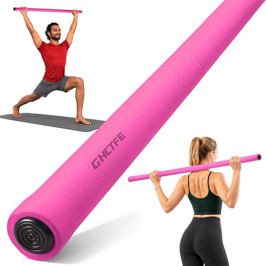Adjustable Yoga Stick for Stretching & Balance, Upgraded Workout Pilates Equipment for Back Posture Corrector, 4-Section Steel Mobility Bar for Flexibility, Physical Therapy, Exercise Training