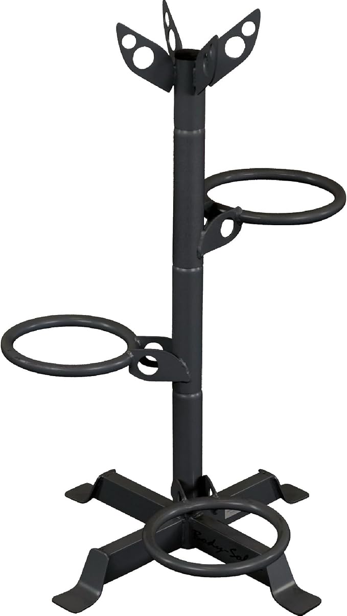 Body-Solid (GMR5B) Short Medicine Ball Stand - Compact Vertical Storage Rack for 3 Exercise Balls with 360° Pivoting Rings - Home & Commercial Gym Equipment, Black