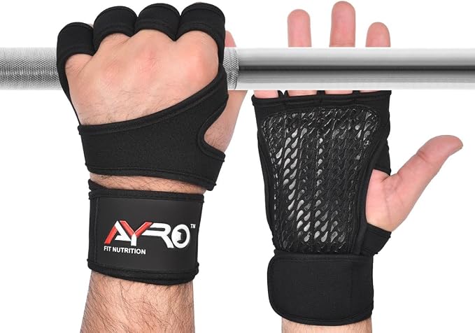 AYRO Workout Gloves for Men & Women, Gym Gloves for Men, Weight Lifting Gloves with 15" Wrist Wraps & Support, Breathable Palm Padding, Non-Slip Grip for Fitness, Cross Training & Bodybuilding