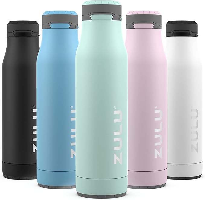 ZULU Ace 24oz Insulated Stainless Steel Water Bottle, Chug Spout, Yucca | Leakproof water bottle keeps drinks cold for hours. BPA-free, locking lid, sip or chug, perfect for gym, travel, and school.