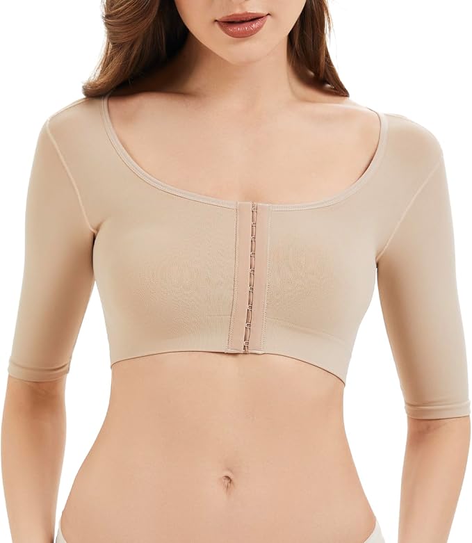 KSKshape Arm Shaper for Women Post Surgery Arm Lipo Compression Sleeves Front Closure Shapewear Bra Posture Corrector