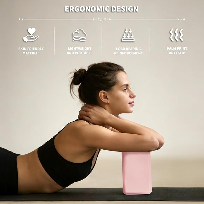 Yoga Blocks 2 Pcs, 9"x6"x3" Yoga Brick Foam Blocks EVA Foam Block Yoga Props Accessories for Yoga Pilates Stretching and Meditation